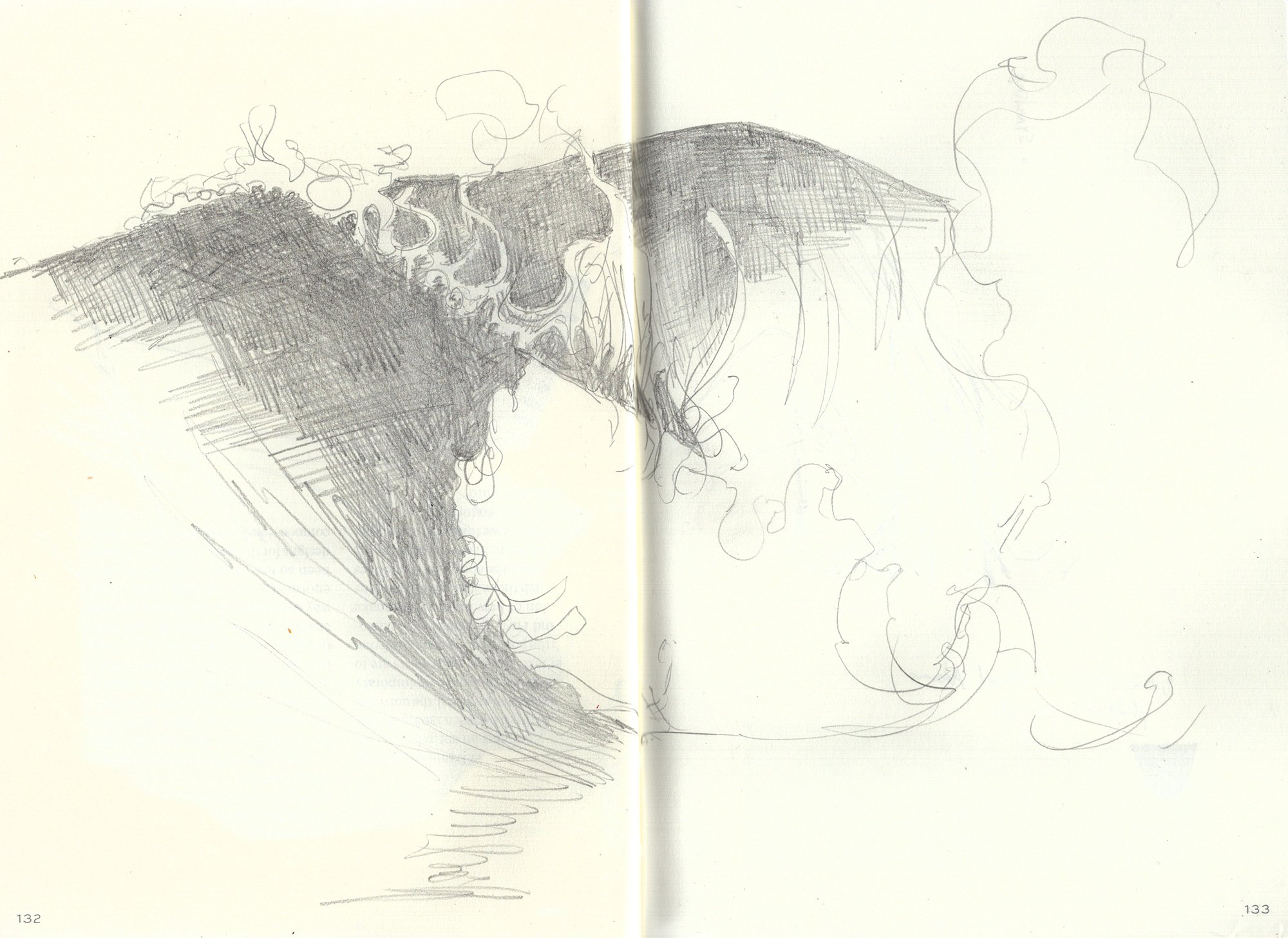 Drawing of crashing waves