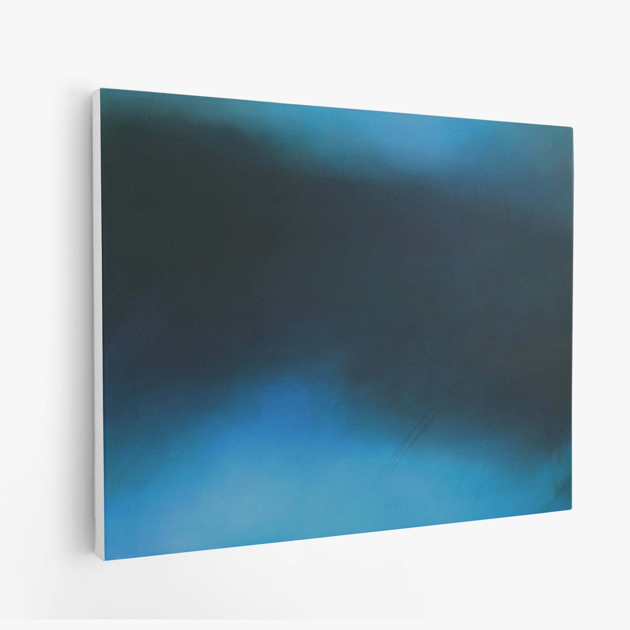 Dark and light blue abstract painting on canvas